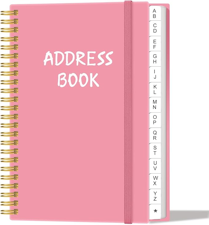 Address Book with Alphabetical Tabs - Telephone & Address Book with Address Contacts, Special Date, Phone, Birthday & Internet Login Password for Home and Office, 4.3" x 6.2", Pink