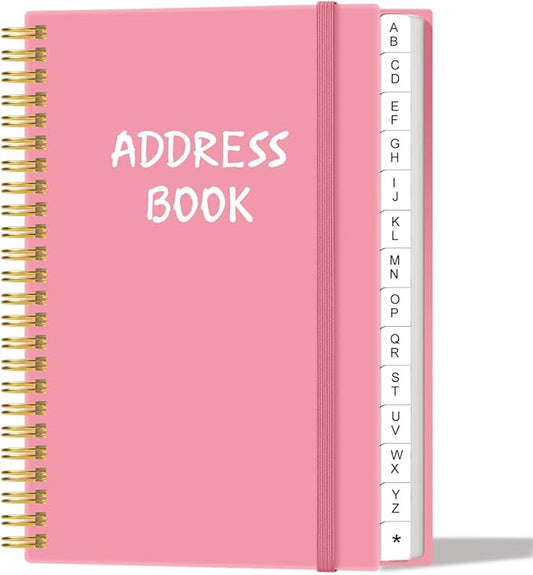 Address Book with Alphabetical Tabs - Telephone & Address Book with Address Contacts, Special Date, Phone, Birthday & Internet Login Password for Home and Office, 4.3" x 6.2", Pink