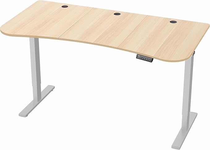 VIVO Electric 63 x 32 in Standing Desk, Memory Height Adjustment, 1B Series, Holds 220 lbs, Light Wood Top Gray Frame, DESK-KIT-1G1C