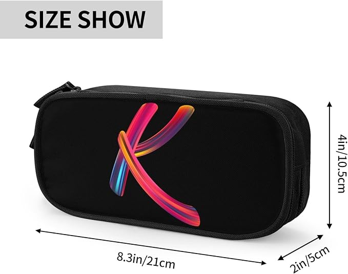 Pazacon Cute Initial Pencil Case for Kids Students, Large Capacity Pencil Pouch for Boys Girls, Letter Design Pencil Box Pen Bag Office Stationery Organizer, Rainbow Letter K