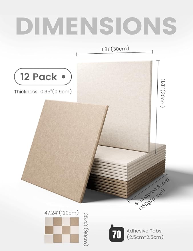 Large Felt Bulletin Board 48" X 36" Large Cork Board Alternative-12 Pack with 70 Safe Removable Adhesive Tabs, Cork Boards for Walls Cork Board for Home Office Classroom Pin Board-Oatmeal & Deep Camel
