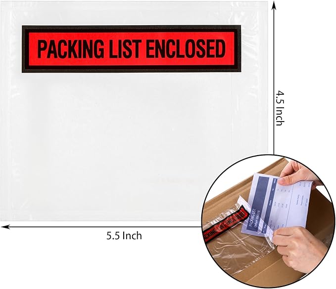 Nicunom 1000 Pcs Packing List Envelopes 4.5" x 5.5", Clear Adhesive Invoice Packing Slip Envelope Pouches Shipping Label Sleeves Top Loading Packing List Enclosed Bags for Mailing