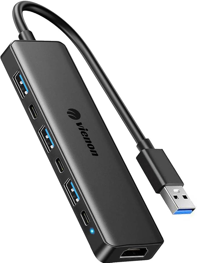 VIENON USB 3.0 to HDMI Adapter (7-in-1), USB 3.0 Hub with HDMI 1080P, USB Extender Docking Station for Monitor, PC, Laptop, Desktop Support Windows 7/8/10 & Mac OS