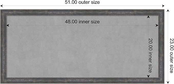 Amanti Art Grey Framed Magnetic Board 23x51 Oversize Vision Board for use with Magnets, 100% Metal Sheet to Display Items as Office Decor or for Home Organization in mudroom, Kitchen or Kids Room