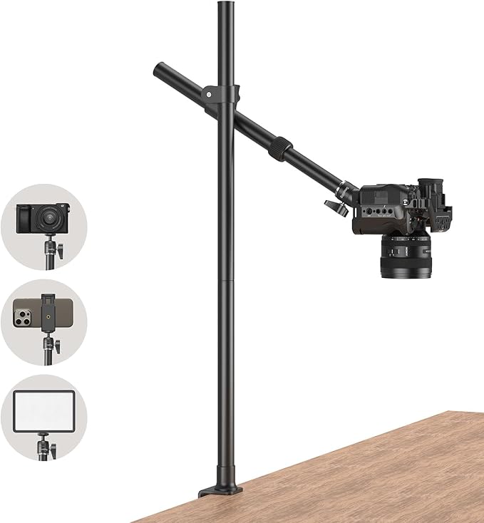 SMALLRIG Camera Desk Mount, Overhead Camera Arm Stand for Desk with 360° Ball Head,for DSLR Cameras, Cell Phones, Lights, Microphones