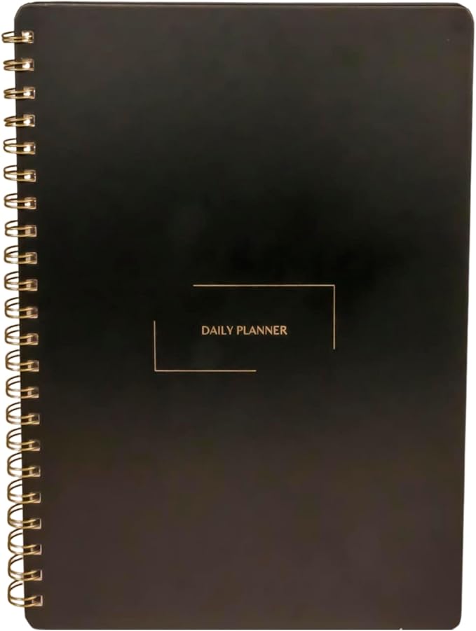 Merely Home Undated Daily Planner | 8.25” x 11.75” To Do List Notebook | Work Productivity ADHD Organizer | Men and Women Planner | College Supplies | Black | Portrait Layout
