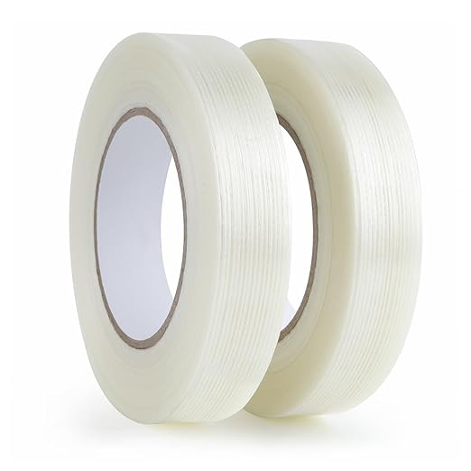 Lichamp Fiberglass Tape 1 inch, 2 Pack 60 Yards (120 Total Yards) Filament Tape Nylon Fiber Glass Tapes