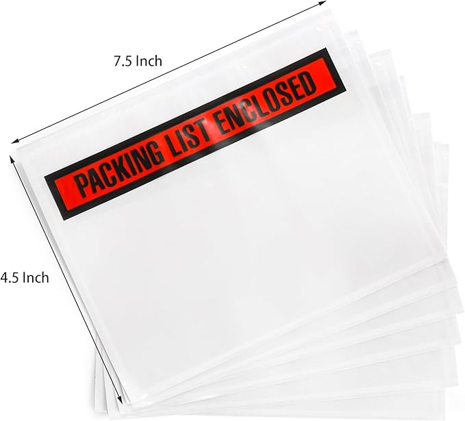 Nicunom 500 Pack 7.5'' x 5.5'' Packing List Envelopes, Adhesive Shipping Label Sleeves Clear Packing Slip Pouches Top Loading Packing List Pouches for Mailing