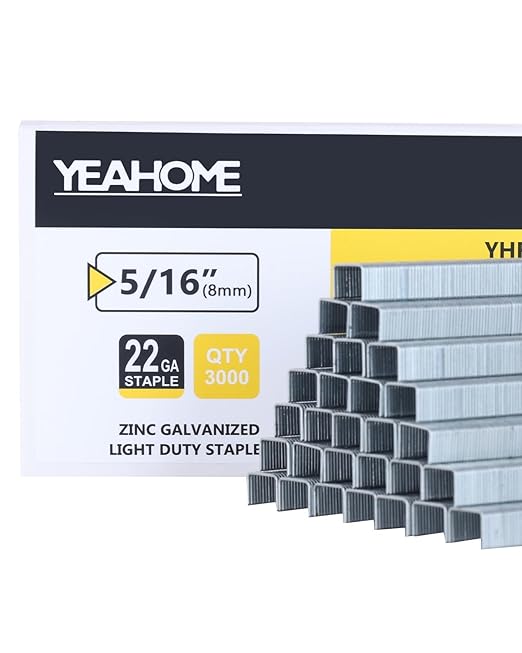 YEAHOME Light Duty Staples for Staple Gun, 3000 Counts 5/16-Inch JT21 Staples Standard Refill for Stapler, Suit for Upholstery, Crafts, General Repairs