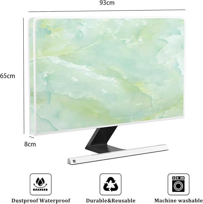 Baocicco Sage Green Marble Waterproof TV Dust Cover 37, 38, 39 Inch Anti-Static Dustproof Abstract Creative Desige Television Accessories TV LCD Screen Texture TV Decoration for Tablet