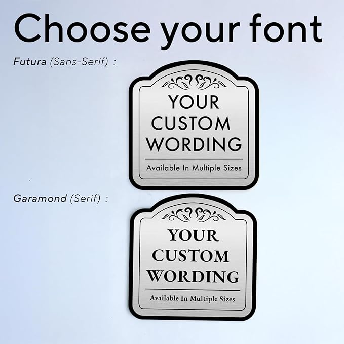 Personalized Custom Metal Signs, Aluminum Waterproof Made in USA - Design 1 Metallic Silver 12x12