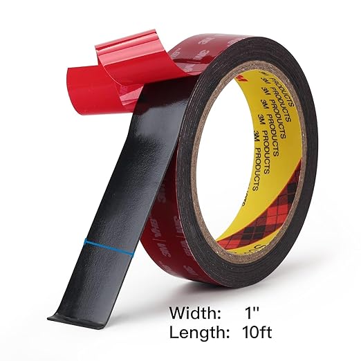 Bulina Double Sided Mounting Tape 5925 VHB 1" Width Black Foam Tape High Bond Waterproof Heavy Duty Strong Adhesive Tape Thick 0.025 in Fastener Replace Décor Frame Logos