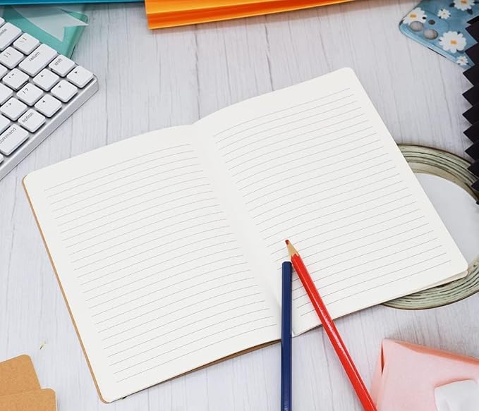 24 Pack A5 Kraft Notebook Journals for Writing 8.3x5.5 Inches Size College Ruled Subject Notebooks 60 Pages with Lined Paper Students and Office Notebook