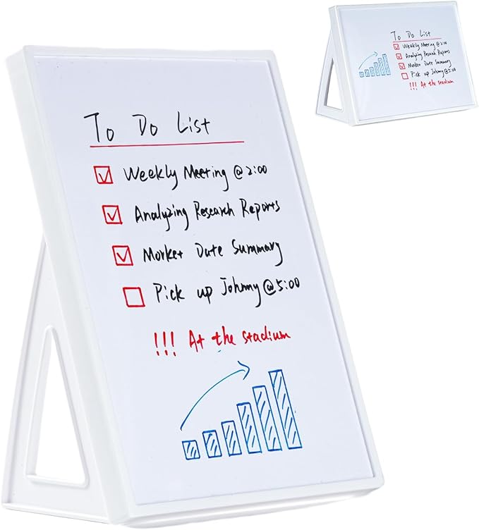 Dry Erase Board, Small Whiteboard with Stand, A4 Size 11.7 x 8.3 Inches with Two Dry Erase Markers