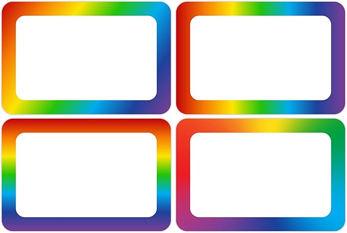 Wonmon 200 PCS Rainbow Name Tags Stickers, Self Adhesive Colorful Rainbow Name Tag Labels Stickers for Back to School Classroom Student Office Desk Cubby Locker Themed Party, 2x3 inch