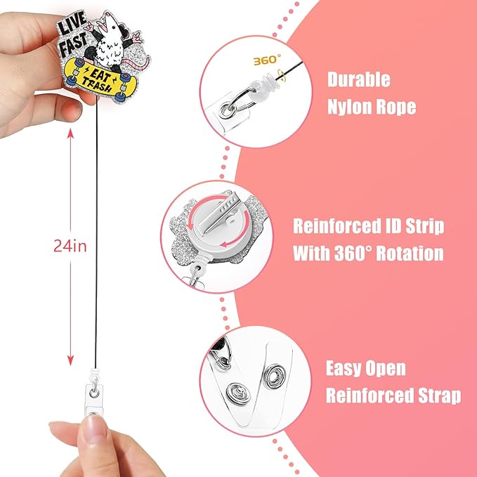 Aoryalps Live Fast Retractable Badge Reel Holder Retractable with ID Clip for Nurse Nursing Name Tag Card Nursing Student Teacher Doctor Medical Assistant Work Office Clip-Gifts for Nurse