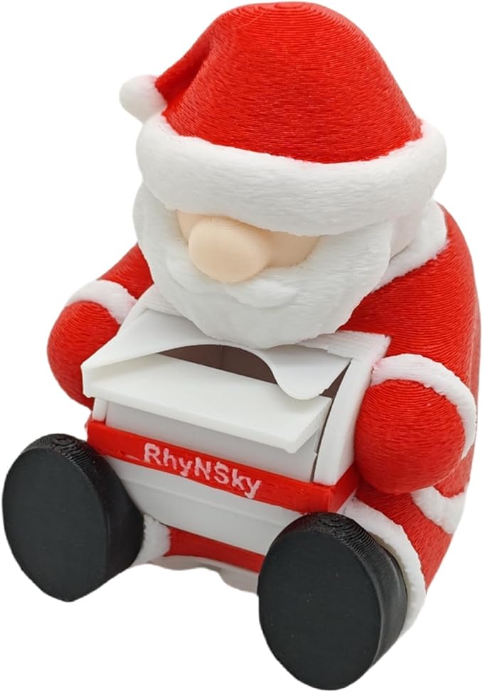 RhyNSky Christmas_Santa_Claus Postage Stamp Holder Stamp Roll Dispenser for Office Desk Accessories, No Stamps, 1.18" Core, C05