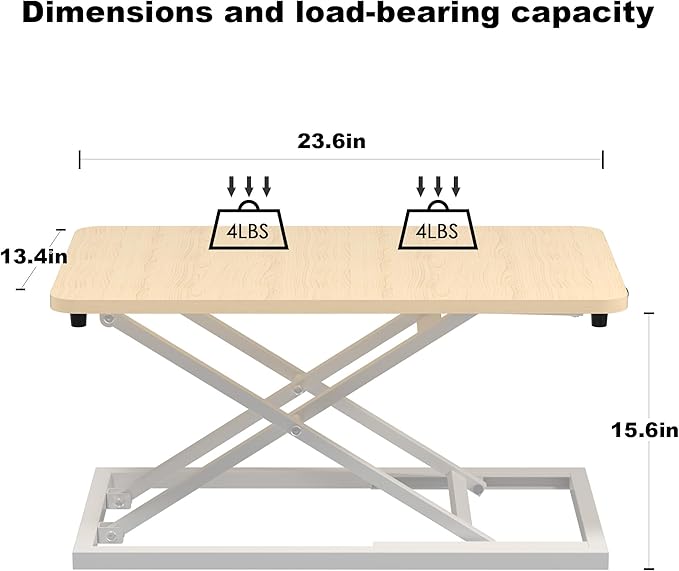 Decoholic Light Wood Small Single 24 inch Scissors Lift Keyboard and Mouse Riser ,Height Adjustable Standing Desk Converter,for Ergonomic Sit Stand Workstations (24 inch NW)
