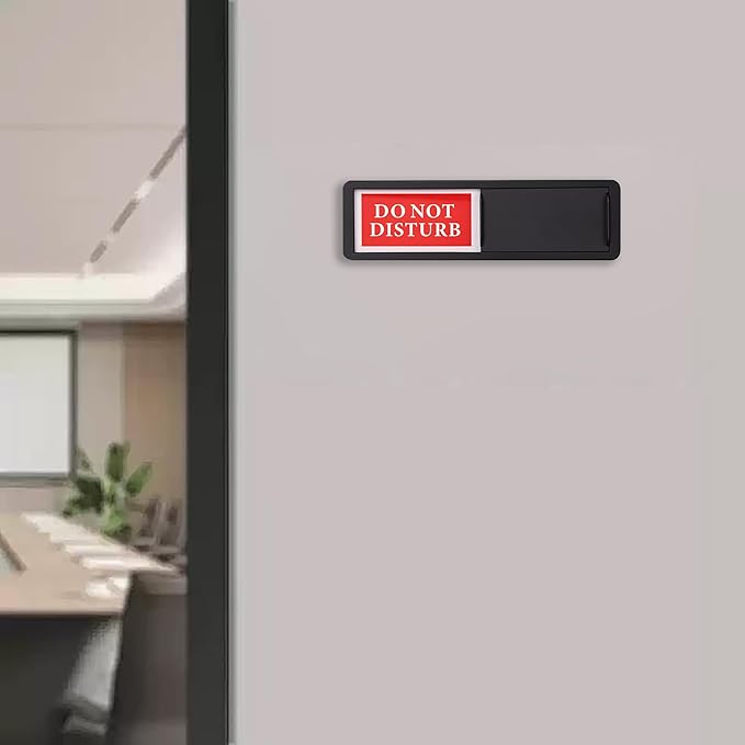 Do Not Disturb/Welcome Door Sign, Sliding Privacy Indicator Sign for Home Office, Restroom, Conference Room, Hotel, Hospital, 7x2 Inch Slider Door Signs (Black)