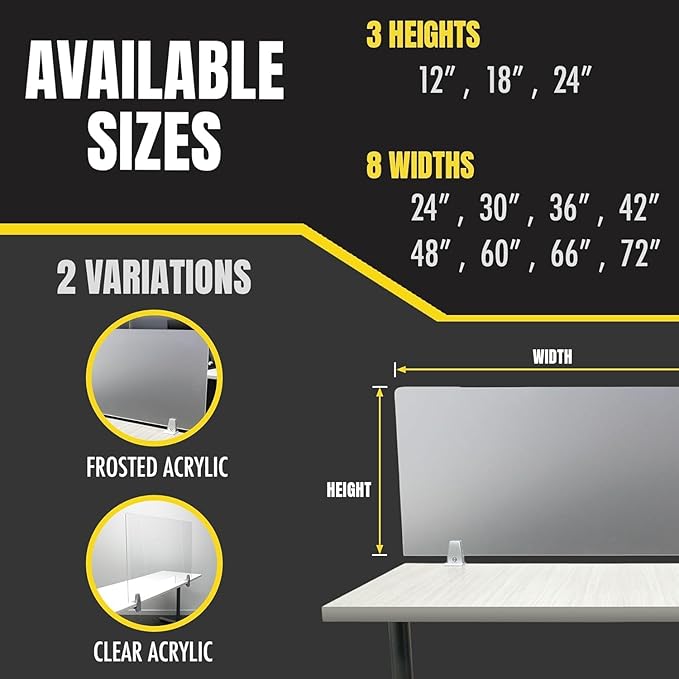 OBEX Clear Acrylic Desk Mounted Privacy Panel, 18" x 60", Clear
