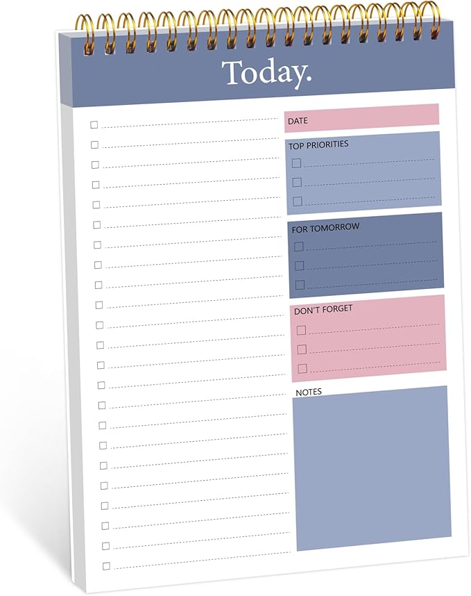 To Do List Notepad - Daily Planner Notepad Undated 52 Sheets Tear Off, 6.5" x 9.8" Checklist Productivity Organizer with Hourly Schedule for Tasks