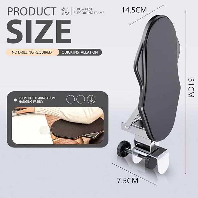 Miocololy Computer Adjustable Ergonomic Arm Rest for Desk, 180° Rotating and 90° Folding Arm Support, Suitable for Office and Home Use
