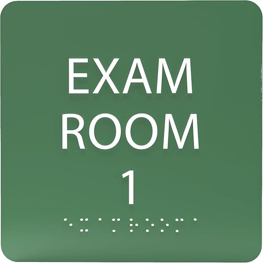 ADA CENTRAL SIGNS - 6" X6" Exam Room 1 Sign - ADA Compliant Tactile Graphics Grade 2 Braille Text Acrylic Wall Signs - Educational Institution Directional Assistance Test Center Door Sign for Schools