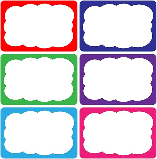 Wonmon 180 PCS Colorful Name Tags Stickers, 6 Colors Name Tag Stickers Name Labels for School Classroom Teacher Student Office Meeting Clothes Desk Cubby Locker Themed Party, 2x3 inch
