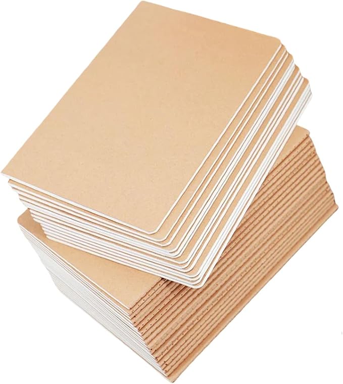 24 Pack A5 Kraft Notebook Journals for Writing 8.3x5.5 Inches Size College Ruled Subject Notebooks 60 Pages with Lined Paper Students and Office Notebook