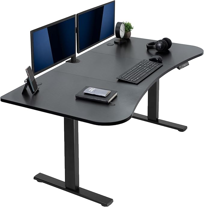 VIVO Electric 63 x 32 in Standing Desk, Memory Height Adjustment, 1B Series, Holds 220 lbs, Black Carbon Fiber Top Black Frame, DESK-KIT-1B1R