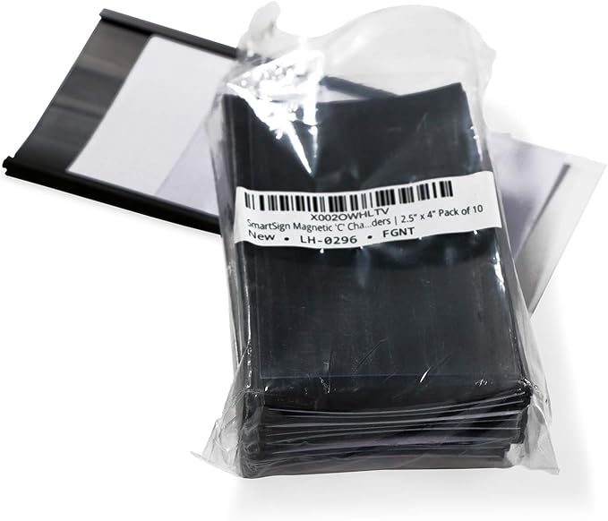SmartSign Magnetic 'C' Channel Label Holders | 2.5" x 4" Pack of 10