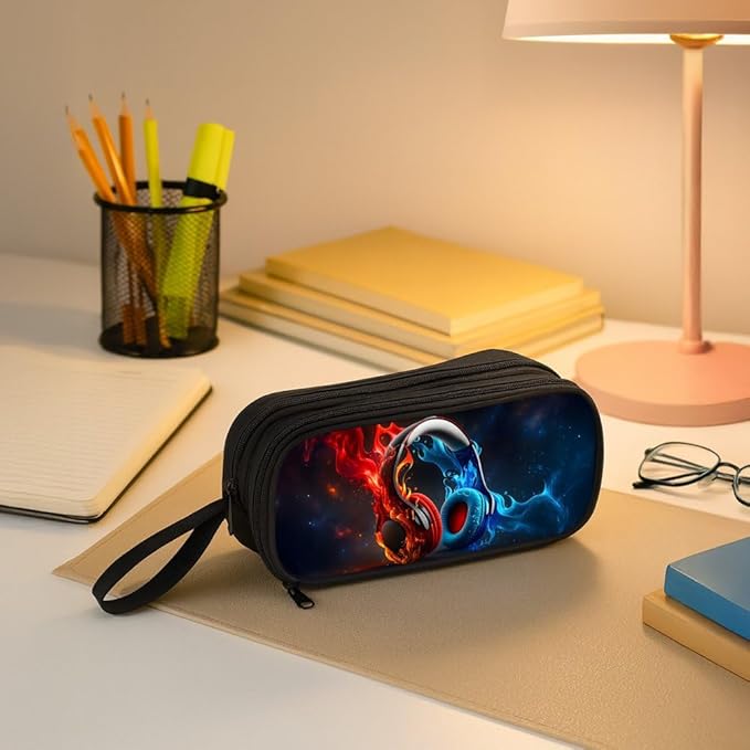 HiGaits Pencil Case for Boys,Multi-Slot Large Capacity Pencil Pouch with Soft Zipper, Durable Pen Box Headphones