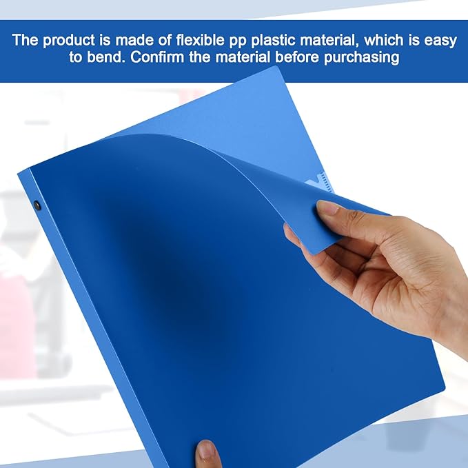 Henoyso 36 Pcs 3 Ring Binder 0.5 Inch Round Fits Letter Size 8.5'' x 11'' Paper Plastic Flexible Binder Bulk Holds 140 Sheets with 1 Pockets Versatile Organizer for Home Office School (Blue)