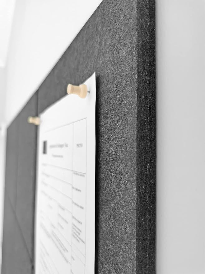 Office Cork Board Alternative | Gray Felt Tiles (12-Pack) | Felt Bulletin Board for Home | Wall Organizer for Office | Large Cork Boards | Pin Board Display | Dart Board Wall Protectors | Gray Black