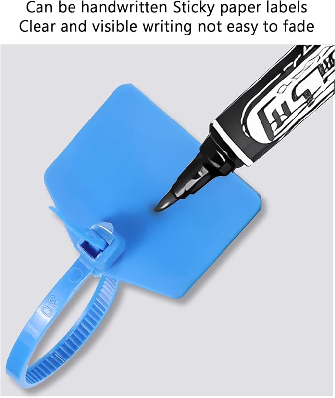 8 in Marker Nylon Cable Ties, Plastic Water Proof Tags, Self-Locking Written-on Cable Marker, Security Seals Label for Cabling, Wire Marking Label, Shipping Hanging Tags - Mulit colors/ 100pcs