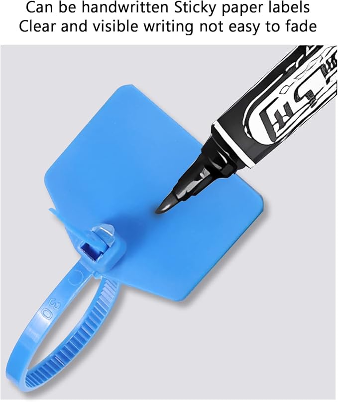 6 in Marker Nylon Cable Ties, Plastic Water Proof Tags, Self-Locking Written-on Cable Marker, Security Seals Label for Cabling, Wire Marking Label, Shipping Hanging Tags - White/ 100pcs