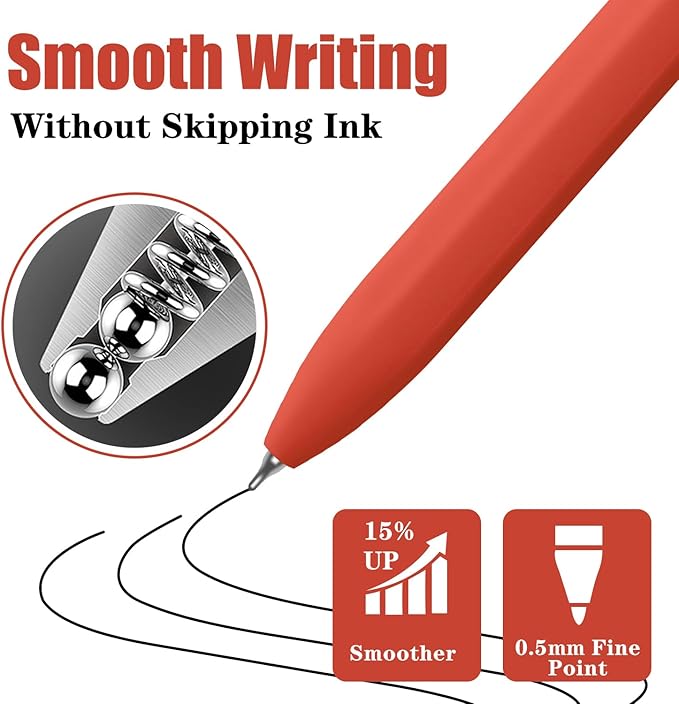 Piochoo Gel Pens, 8 Pcs 0.5mm Black Ink Pens Fine Point Smooth Writing Pens, High-End Series Pens for Journaling Note Taking, Cute Office School Supplies Gifts for Women Men