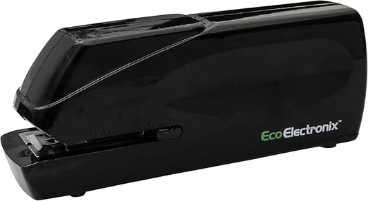 EcoElectronix Portable Automatic Electric Stapler Pro - 30 Sheet Capacity, Quiet Operation, Jam-Free and Easy Reload - AC Adapter/Battery Powered, (Black)