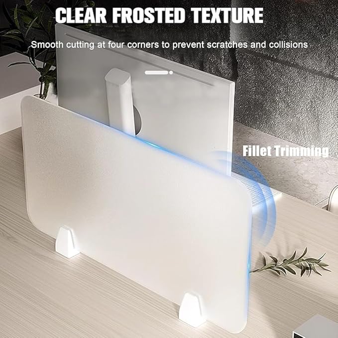 RCJCQSR Acrylic Frosted Privacy Free Standing Screen, Visual Distractions Privacy Panel Portable Desk Divider Guard for Table Top Workstation for Home Office(Size:60x50cm(23.6x19.7))