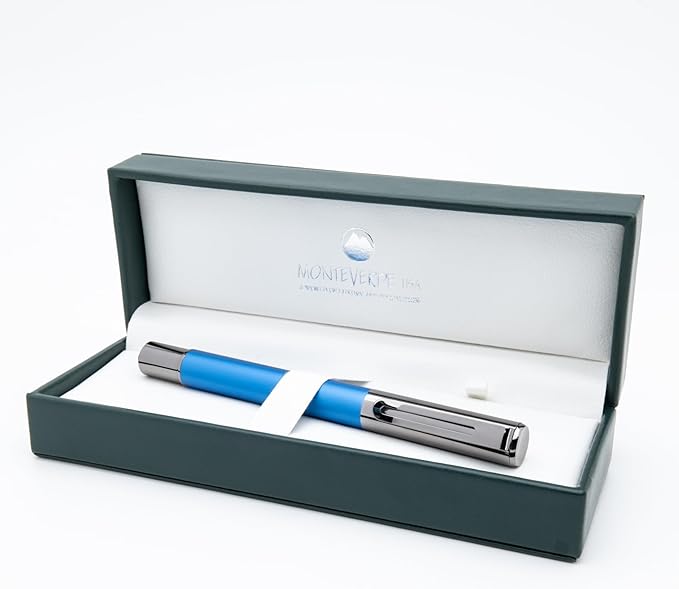 Monteverde USA Ritma Fountain Pen in Blue – Medium Nib, Balanced JoWo Stainless Steel, Refillable Ink Cartridge/Converter – Perfect for Professionals & Writing Enthusiasts