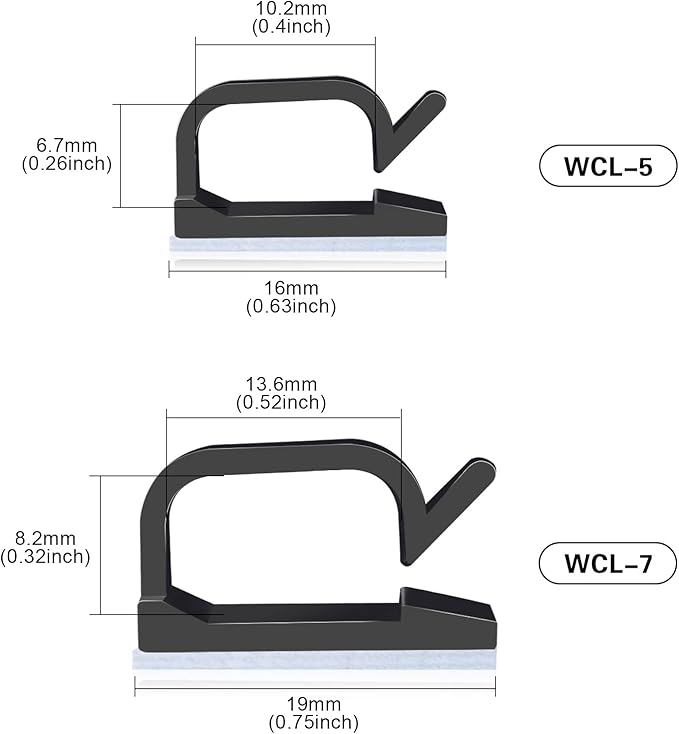 XHF 3/4” Adhesive Cable Wire Clips Black 60pcs, Cable Staples Outdoor Cable Management Wire Organizer Cord Holder for Under Desk, Car, Wall, TV PC Ethernet Cable