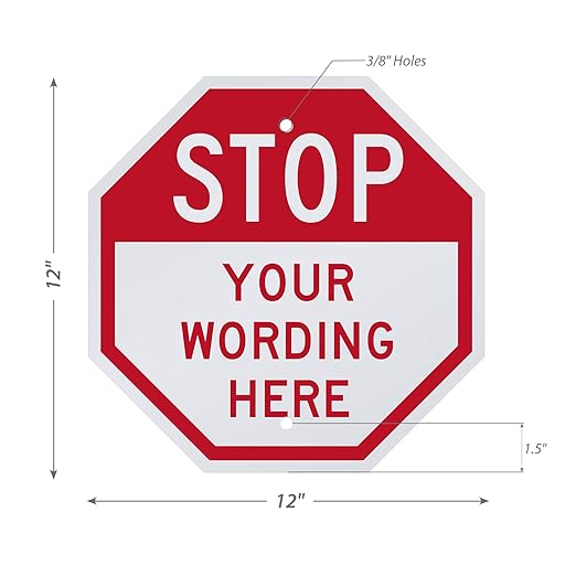 SmartSign Custom STOP Sign 12" x 12" 3M Engineer Grade Reflective Aluminum, Personalized Metal Sign for Outdoor, Parking Lots, Gate, Garages, USA-Made