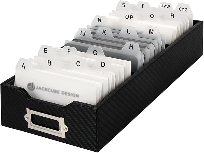 J JACKCUBE DESIGN JackCubeDesign Carbon Fiber Business Card Organizer Coupon Holder Name Card Organizer Name Card Holder With Removable Divider For Desk(4.29 x 1.76 x 9.75 inches)- :MK171