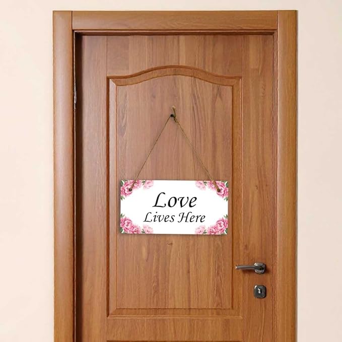 Signs ByLITA Peony Blush Personalized Hanging Wall or Door Sign (5 x 10") | Custom Signage for Your Home & Business