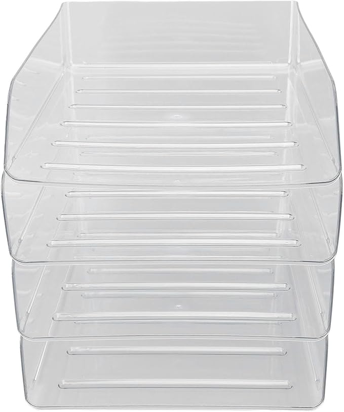Jeanoko Desk Letter Tray Set Transparent Stackable Organizer for Home Office A4 Paper Storage 4 Layers
