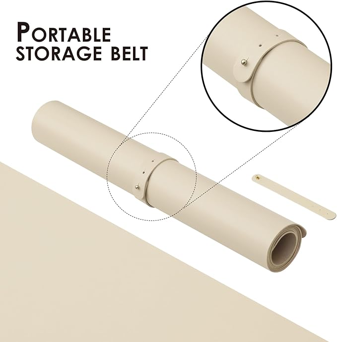 Leather Desk Mat - Non-Slip PU Desk Pad for Office and Home - Desk Organization and Accessories - Ideal for Large Mouse Pad and Desk Mats on Top of Desks (Beige,31.5"x 15.7")