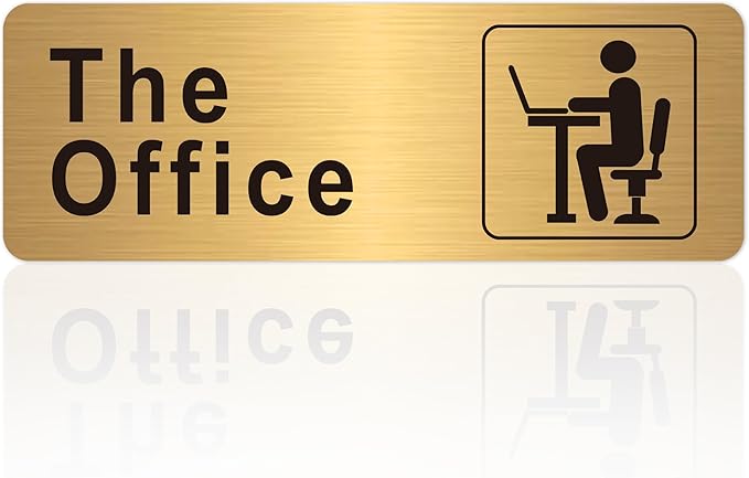 The Office Sign for Home and Business Door，Self-Adhesive Waterproof and Fade-Resistant Brushed Gold Office Sticker for House，Business，Door, Window