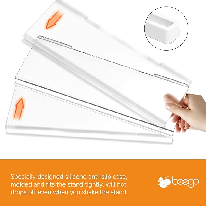 BEEGO Ergonomic Computer Keyboard Stand - 2PCS Clear Acrylic Keyboard Riser Tilted Keyboard Holder Keyboard Tray with White Non-Slip Strip for Easy Typing at Home School Office Desk Accessories