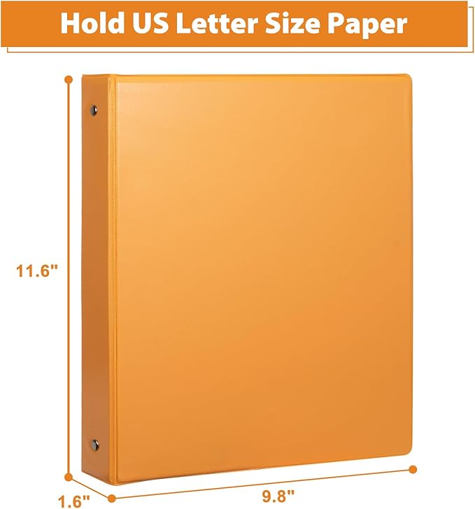 CIXILDTS 6-Pack 1-Inch Binder, Standard 3 Ring Binder Fit Letter Size Paper, Presentation View Binders, Orange