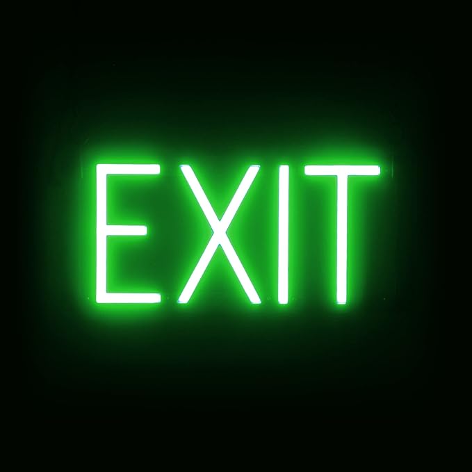 SpellBrite EXIT Sign | Directional Sign with Neon Look, Green LED Light Source | 14.1" x 6.3"